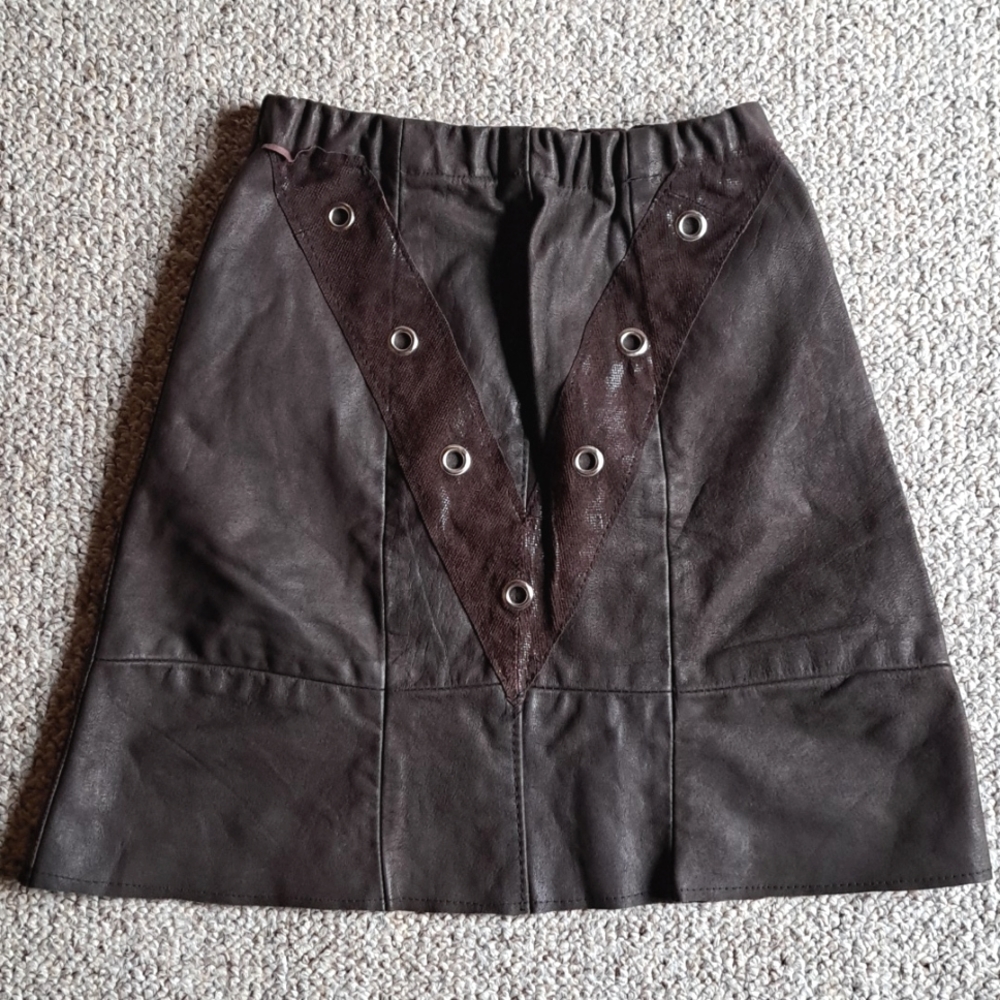 The Ragged Priest patchwork leather mini skirt with metal grommets *szXXXS!!!